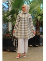 Yeşil Ekose Pamuk Tunik